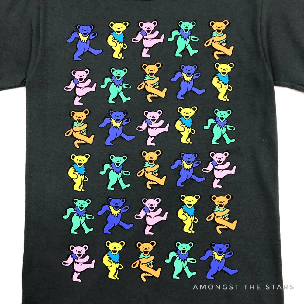 Grateful Dead Dancing Bears Grey Crewneck T-Shirt - Picture 2 of 7